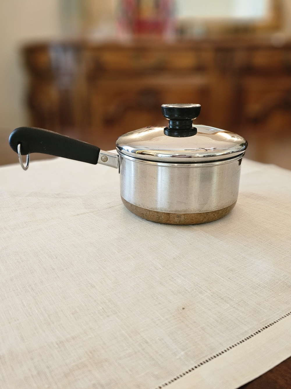 Vintage Revere Ware 1 Qt Saucepan Clinton IL USA Copper Bottom Pot Lid 1988 -88